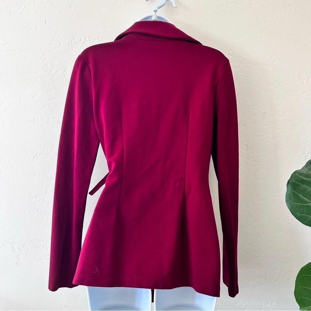 JOSEPH RIBKOFF Large Collar Wrap Jacket Cranberry  Size Womens 4